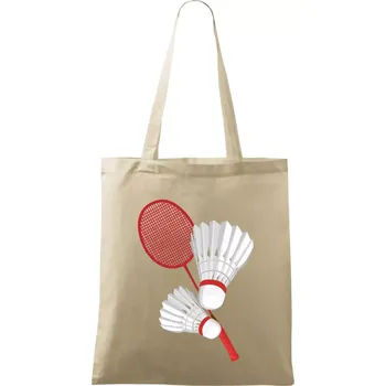 Nákupní taška Badminton - pálka a košík - Taška bavlněná - 42 x 38 cm ( Naturální )