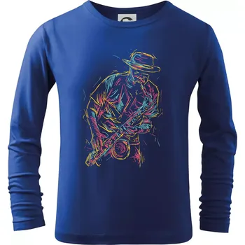 Chlapecké tričko Jazz saxofon splash - Triko dětské Long Sleeve - 122 cm/6 let ( Královská modrá )