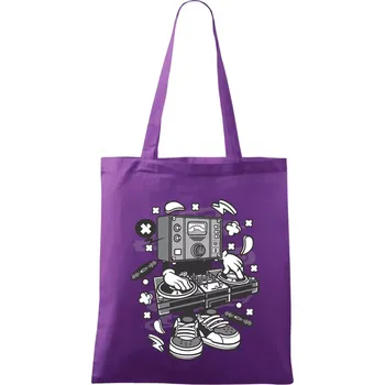 Nákupní taška DJ metr - Taška bavlněná - 42 x 38 cm ( Fialová )