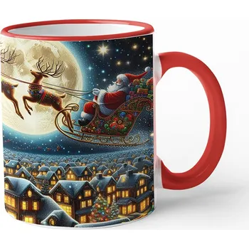 Keramický hrnek se Santou, Barva Červená, Velikost 330 ml, Canvas Keramický hrnek s barevným uchem Bezvatriko.cz 3075