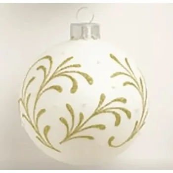 Vánoční ozdoba Vánoční ozdoba koule skleněná s ornamenty Ø 8 cm bílá