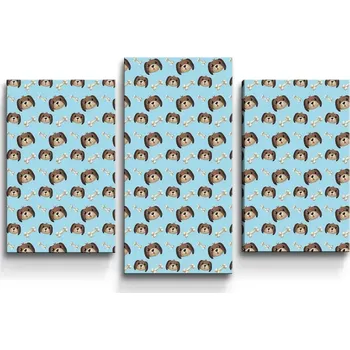 Obraz Sablio Obraz - 3-dílný Pejsek s kostí - 75x50 cm