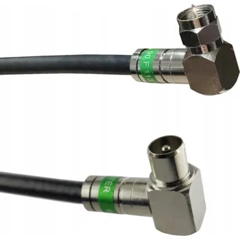 Anténní kabel Anténní kabel | Úhlová TV zástrčka - Úhlová F zástrčka | černý 5m
