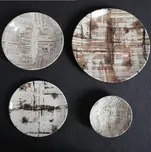 Jídelní sada 24 ks hnědá/bílá/porcelán