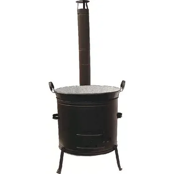 Kotel 50 L s kotlinou 50 cm a kouřovodem (kotlina s kouřovodem a kotel 50 L - pro domácí zabíjačky a gulášové turnaje pod širým nebem)