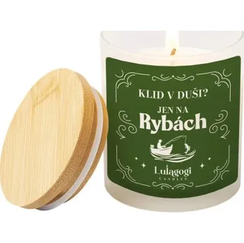 Žertovný předmět Klid v duši? Jen na rybách - vonná svíce s potiskem- Tričkový.cz
