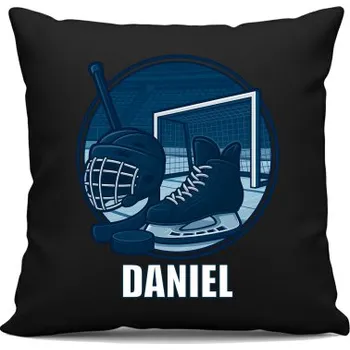 Žertovný předmět Hokej – jméno - černý polštář s potiskem - personalizovaný produkt- Tričkový.cz