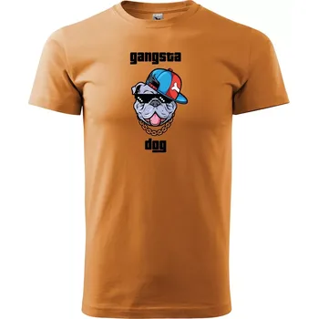 Pánské tričko Sablio Tričko s potiskem Gangsta dog - oranžové S