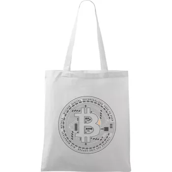 Bitcoin tištěný spoj - Taška bavlněná - 42 x 38 cm ( Bílá )