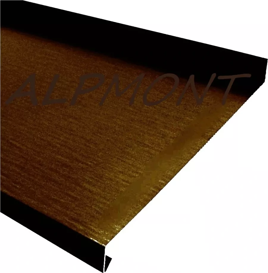 Parapet venkovní r.š.125mm - pozink Lakovaný RAL 8017 hnědá čoko s folií dl.2m (Vhodné pro šířku zdiva 40-65mm , Parapet r.š.125mm – okenní parapetní plech (délka 2m))