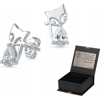 Náušnice Stříbrné náušnice kočky se zirkony, ryzost 925 DÁREK