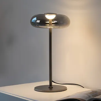 Lampička Schöner Wohnen LED stolní lampa Posh, kouřové sklo, 3 000 K - Podstavec – průměr 18 cm, výška 0,8 cm; délka kabelu 150 cm kouřově šedá, černá 1 x 7,4 W LED - Doprava zdarma