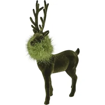 Vánoční dekorace Vánoční dekorace JELEN s chmýřím plast/plsť zelená 18x5,5x28,5 cm
