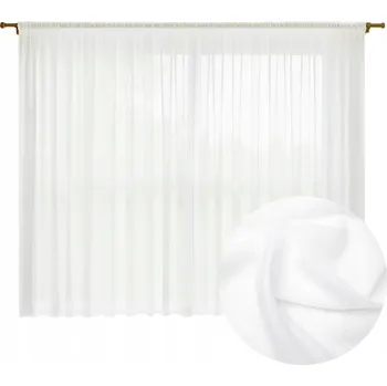 Hotová záclona VOÁL bílá 400x160 cm na ŘASÍCÍ PÁSCE, žabky, tunel, do obýváku, ložnice