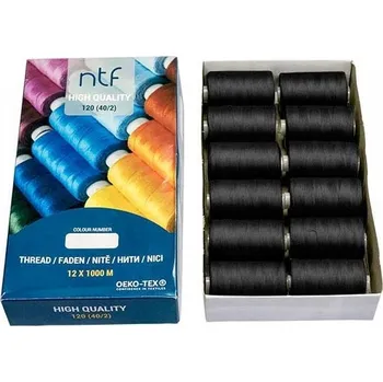 Nit Nitě do overlocku, pro šicí stroje, pro ruční šití polyesterové černé 56 ks