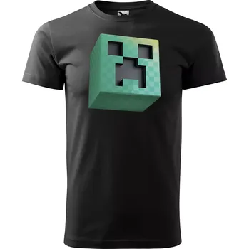 Pánské tričko Sablio Tričko s potiskem Blocks Creeper - černé 4XL