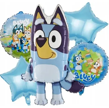 Balónek Sada fóliových balónků pejsek BLUEY narozeniny 5 ks