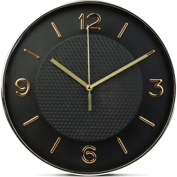 Hodiny Nástěnné hodiny – 25 cm – plast, sklo – 1 x AA – černé
