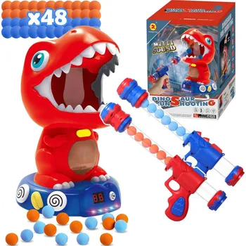 HLADOVÝ Dinosaurus STŘELBA NA TERČ PRO DĚTI 2x PISTOLE 48 NÁBOJŮ