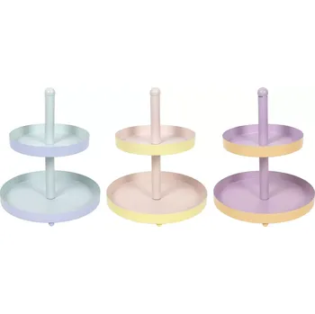 Etažér dvoupatrový, kovový, různé barvy, průměr 230 mm