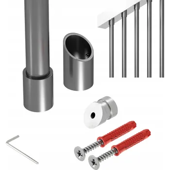 Šikmé zábradlí na schody 32 st. s tyčkami fi 25 mm grafit, délka 100 cm, model Naxo