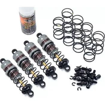 RC náhradní díl Yeah Racing Set tlumičů 60mm pro 1/10 RC OFFROAD CAR TAMIYA GF01 WR02 KYOSHO BEETLE, šedé, 4ks