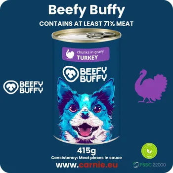 Krmivo pro psa Beefy buffy - Krůtí kousíčky v omáčce pro psy 415g