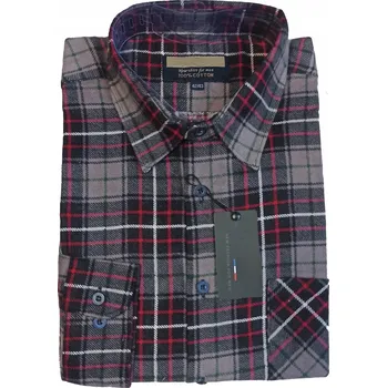 Pánské oblečení NWBY pánská košile casual TEPLÁ FLANELOVÁ PÁNSKÁ KOŠILE dlouhý rukáv regular bavlna velikost 45/46