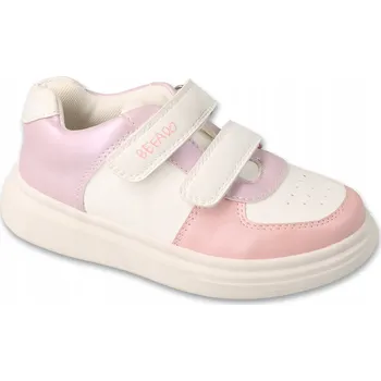Dívčí bačkory BEFADO 514X031 LEHKÉ DĚTSKÁ SPORTOVNÍ OBUV NA SUCHÝ ZIP, BÍLÉ, RŮŽOVÉ, VELIKOST 30