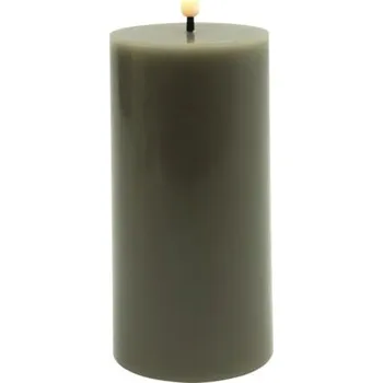 Svíčka Vánoční elektrická svíčka Lafiora 3D plamen 7,5x7,5x17,5 cm olivová