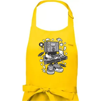 Kuchyňská zástěra DJ metr - Dámská zástěra na vaření - Univerzální velikost ( Žlutá )