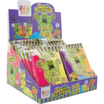 Bonbon Sweet´n Fun | Sour Busters Lick & Dip - lízátka s kyselým práškem 36 ks