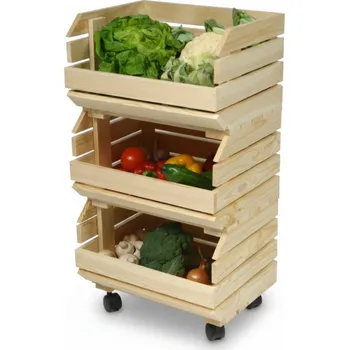 regál Vozík na ZELENINU OVOCE na KOLEČKÁCH Regál MODULÁRNÍ Dřevěný kontejner