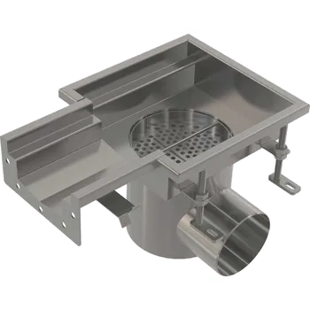 sprchový žlab Alca Průmyslová krabicová vpust koncová 250×250-135, nerez AISI 304 APR6-1311-135-P