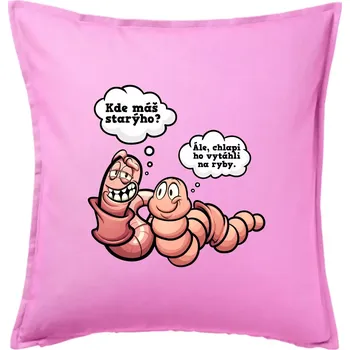 Polštář Žížaly na rybách - Polštář 50x50 - 50x50 - Pouze potah ( Růžová )