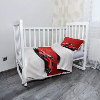 Povlečení Sablio Mikroplyšové dětské povlečení do postýlky Ferrari na červenobílé - 120x90 / 40x60