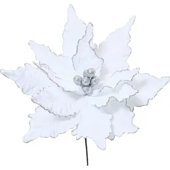 umělá květina Umělá květina sametová vánoční hvězda poinsettia Ø50 x 66 cm bílá