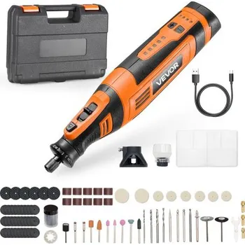 Sada nářadí VEVOR 136dílná sada akumulátorového rotačního nářadí, přenosný mini rotační nástroj DC8V, 5 rychlostí 5000-30000 ot./min. Víceúčelové DIY nářadí pro gravírování, broušení, leštění, řezbářství, broušení, řezání, DIY řemesla