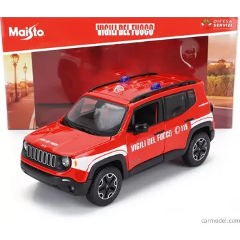 autíčko Maisto Jeep Renegade Vigili Del Fuoco 2017 1:24 Červená Bílá