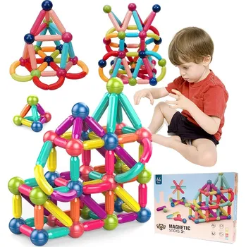 ostatní stavebnice VELKÉ MAGNETICKÉ STAVEBNICE 3D STAVEBNICE PRO DĚTI XXL 64 dílků