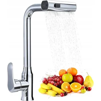 Vodovodní baterie STOJÁNKOVÁ KUCHYŇSKÁ BATERIE S VÝPUSTÍ FLEXIBILNÍ KUCHYŇSKÁ STŘÍBRNÁ OHEBNÁ KOHOUTEK