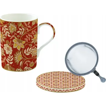 Porcelánový hrnek se sítkem na louhování + víčko + sítko 350 ml