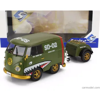 autíčko Solido Volkswagen T1 Van Kool Combi With Trailer 1950 1:18 Zelená