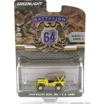 autíčko Greenlight Jeep Willys Mb 545th Military Police Company 1949 1:64 Žlutá