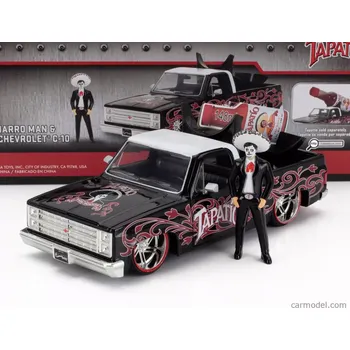 autíčko Jada Chevrolet C-10 Pick-up Tapatio 1985 With Charro Figure 1:24 Černá Bílá