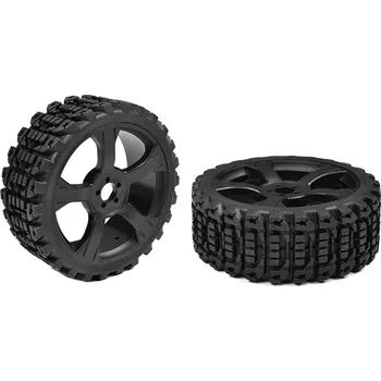 RC náhradní díl Team Corally Off-Road 1/8 Buggy gumy - Xprit - Low Profile - nalepené na černých diskách - 1 pár
