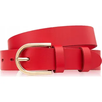 Opasek Pásek kožený pásek červený 120 cm se zlatou sponou Paolo Peruzzi