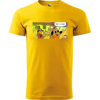 Sablio Tričko s potiskem This is fine - žluté 5XL