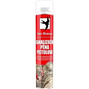 Montážní pěna Pěna kanalizační pistolová Den Braven - 750 ml (Pro montáže a těsnění kanal.sběračů,těsnění průlezových a odpadních šachet.Vykazuje silnou přilnavost k betonu a ostatním stav.materiálům.Dlouhodobě odolná splaškové vodě a beze změn v)