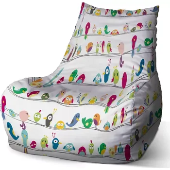 Sedací pytel Sablio Sedací vak Bean Ptáčci - 60 x 70 x 70 cm